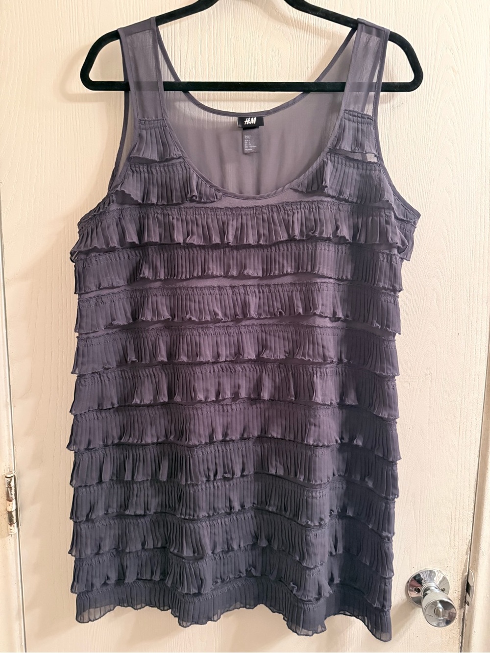 H&M Sleeveless Ruffle Tiered Mini Dress - Charcoal